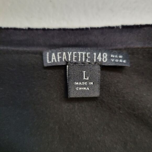 Lafayette 148 Black Scoop Neck Long Sleeve Tee Top Elevated Basic Blouse - Picture 9 of 11